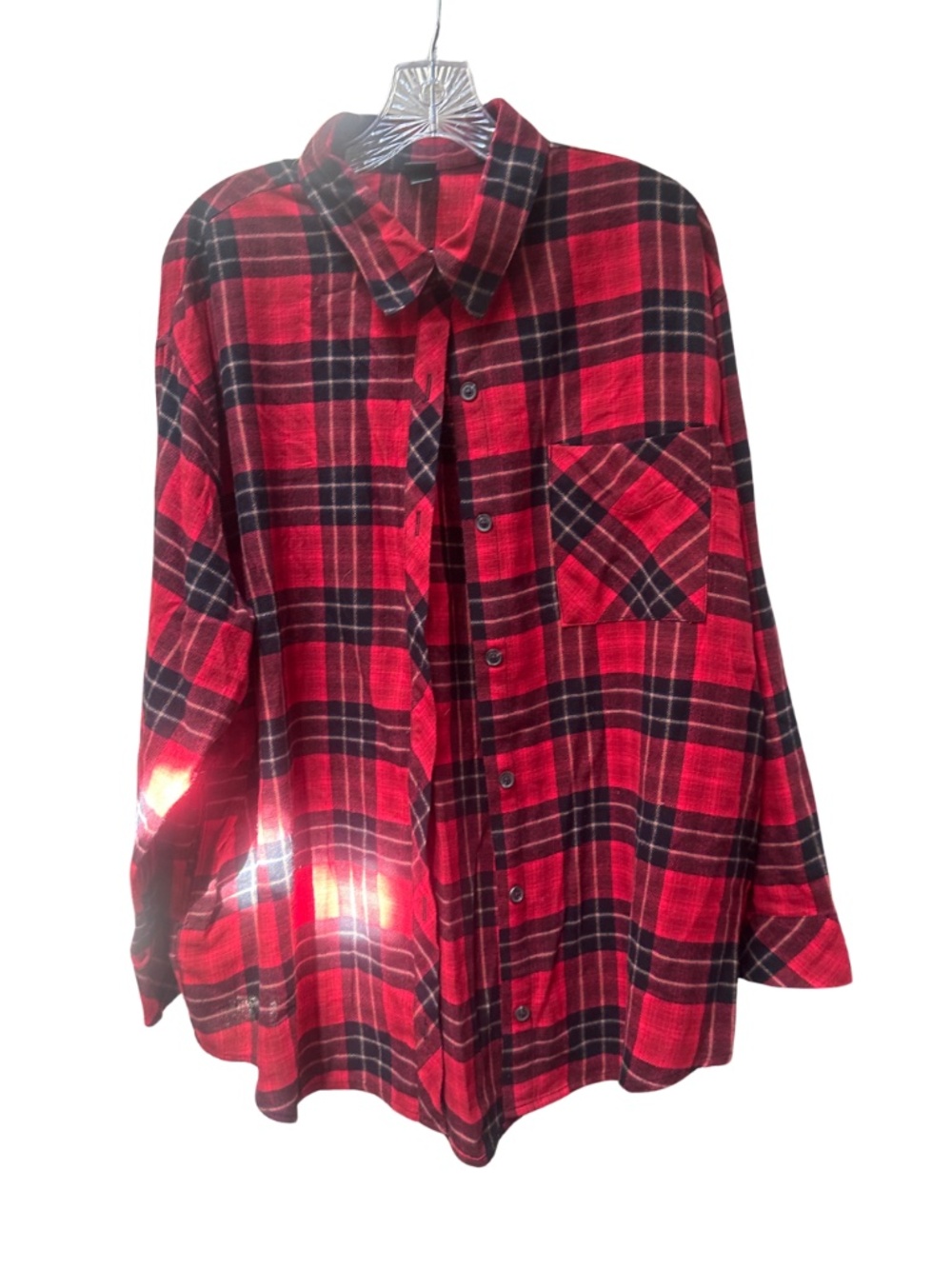Wild Fable Red Plaid Printed Button Down Top - Women's XXL